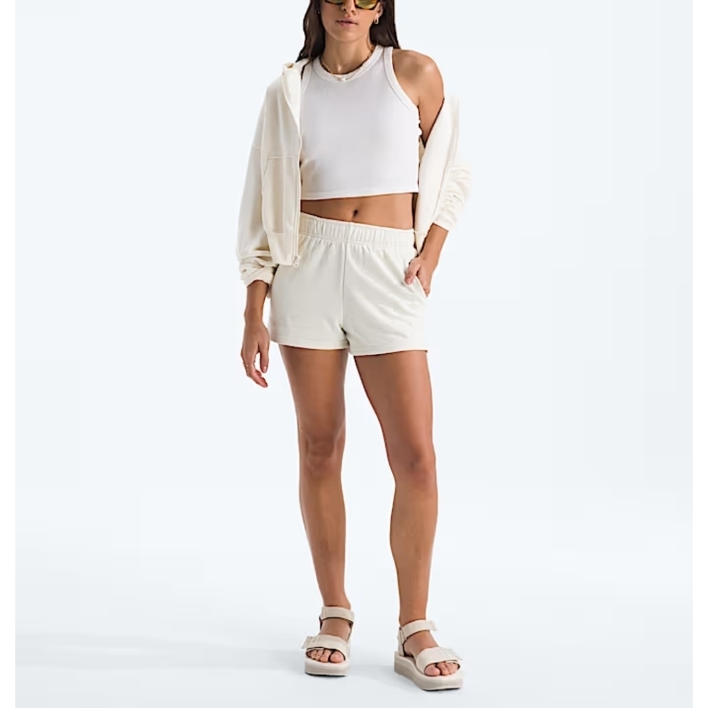 North Face Core Shorts Women's Size XLARGE White Cream Knit Thick Stretchy